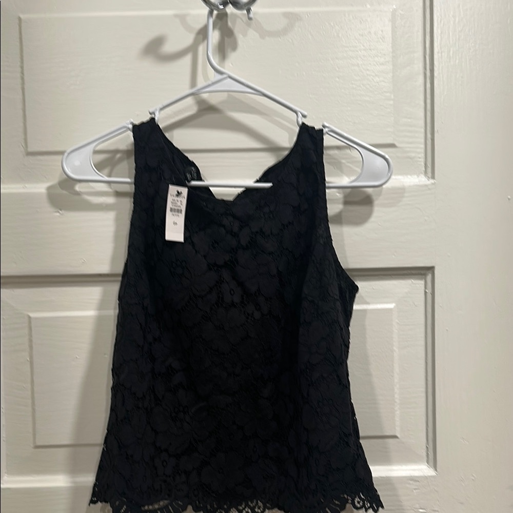 Talbots Black Fitted Lace Tank Top
